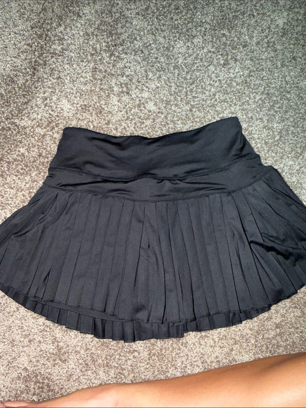 Black Pleated Skater Skirt with Wide Waistband